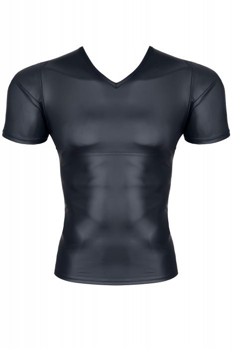 Tricou bărbătesc cu aspect ud și acces la sâni Regnes Fetish Planet negru M
