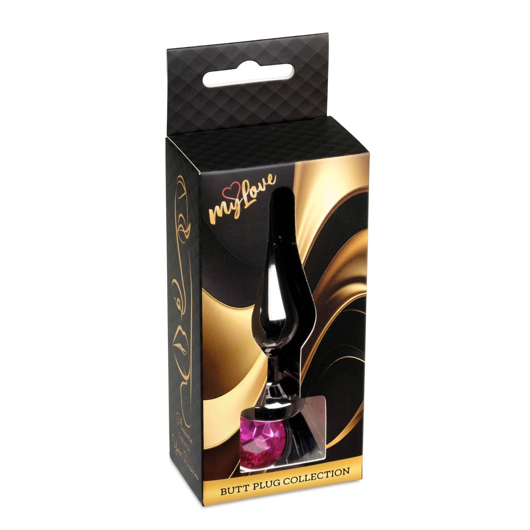 Bijuterii anale din oțel MyLove Toys de 9,5 cm cu diamant roz