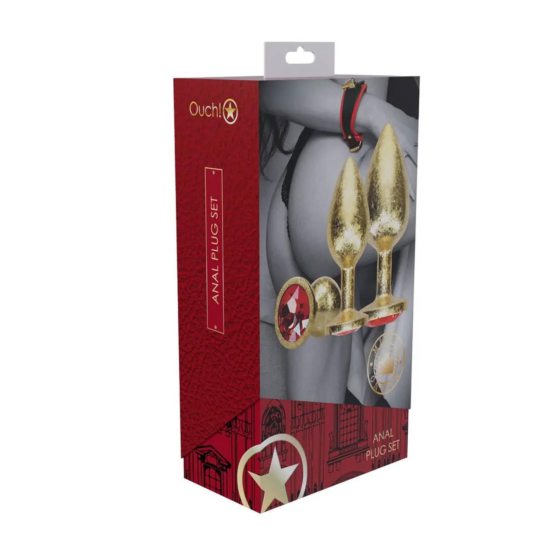 Set de dopuri anale din aluminiu Ouch Gold cu cristale