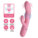 Vibrator Pretty Love Zach din silicon roz, cu patru laturi, în formă de iepuraș