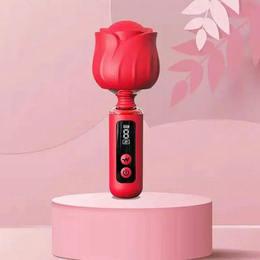 Vibrator Rose Magic din silicon, impermeabil, USB, 12,5 cm