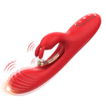 Vibrator Crazy Horse USB cu trei puncte, 22 cm, tip iepuraș roșu