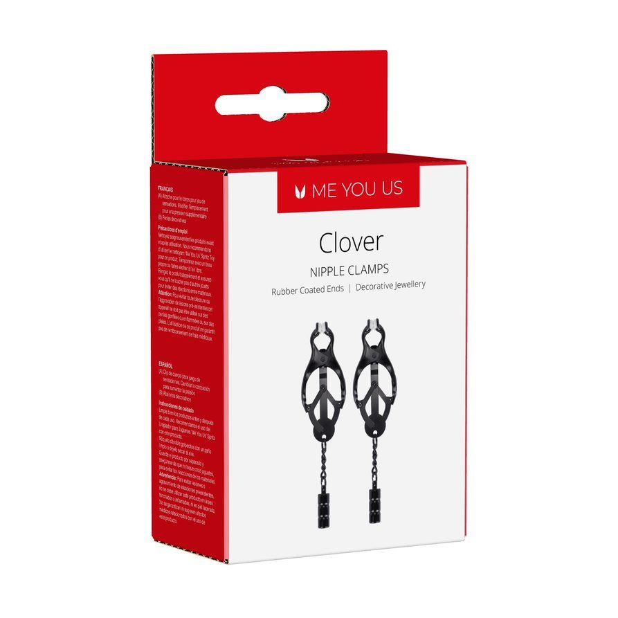 Clemă pentru mameloane Me You Us Clover, oțel, neagră
