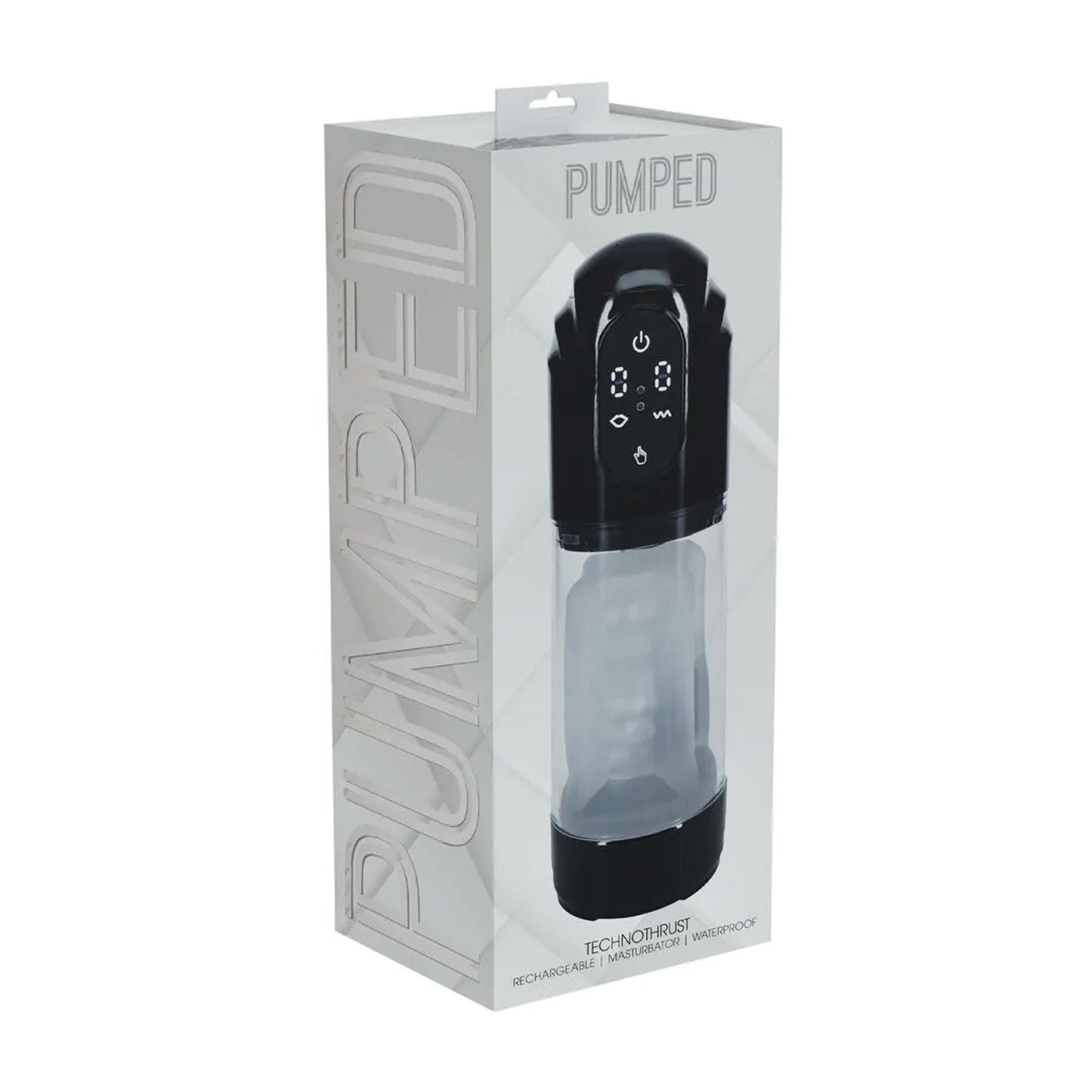Pompă de masturbare automată TechnoThrust Pumped, neagră, 28,5 cm