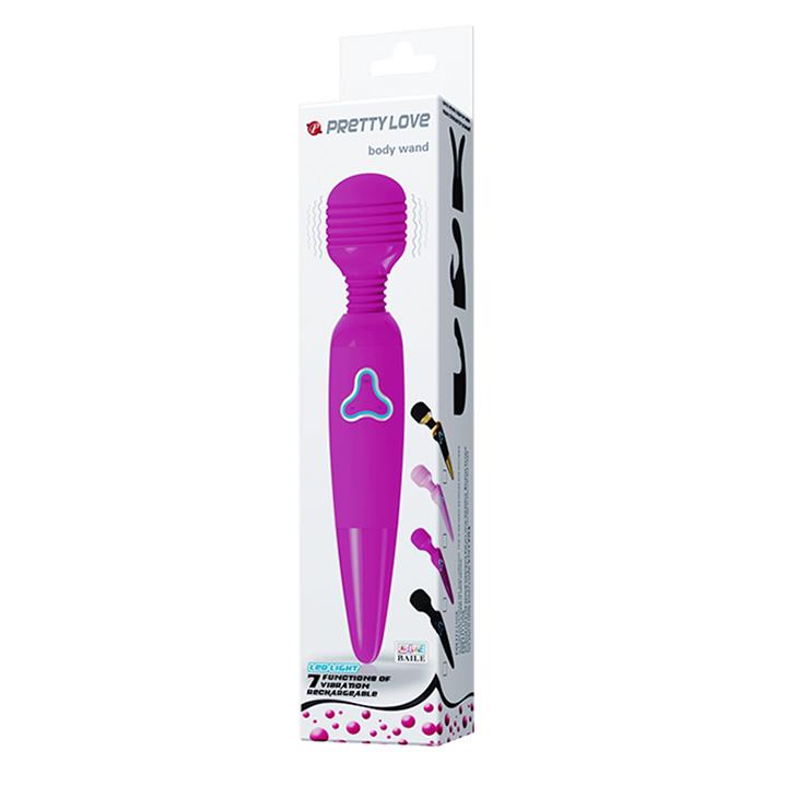 Baghetă masaj Pretty Love Body cu 7 funcții, USB, 25 cm, negru