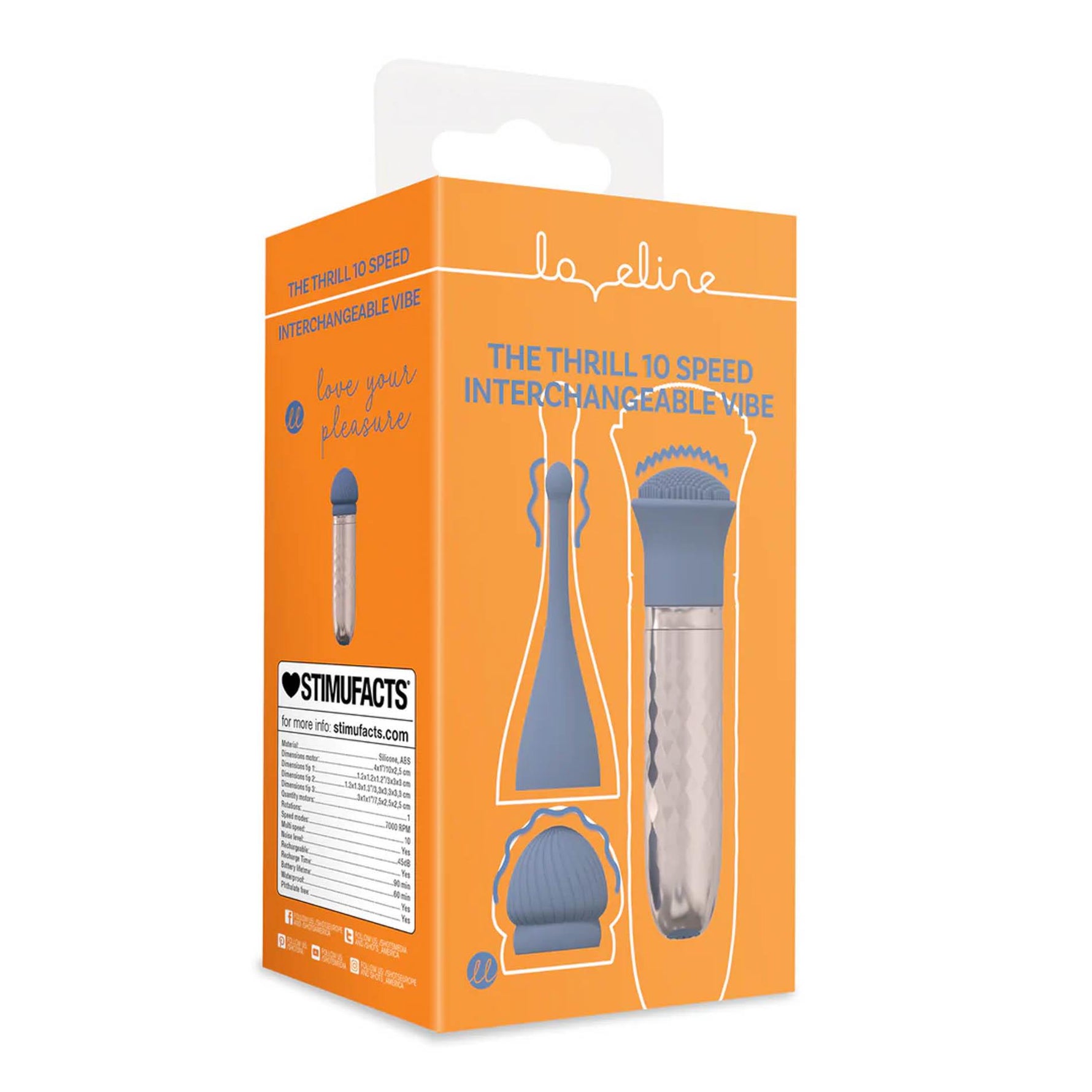 Vibrator Loveline The Thrill din silicon, albastru, 10 moduri