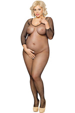 Body-ciorap Sensual Netty SoftLine din plasă, negru, mărime mare, XL 3XL