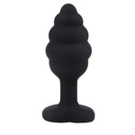 Plug anal din silicon Fantasy negru cu nervuri 7cm