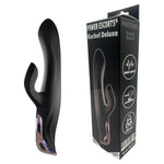 Vibrator Rachel Deluxe Power Escorts Bunny, silicon negru, USB, 23 cm