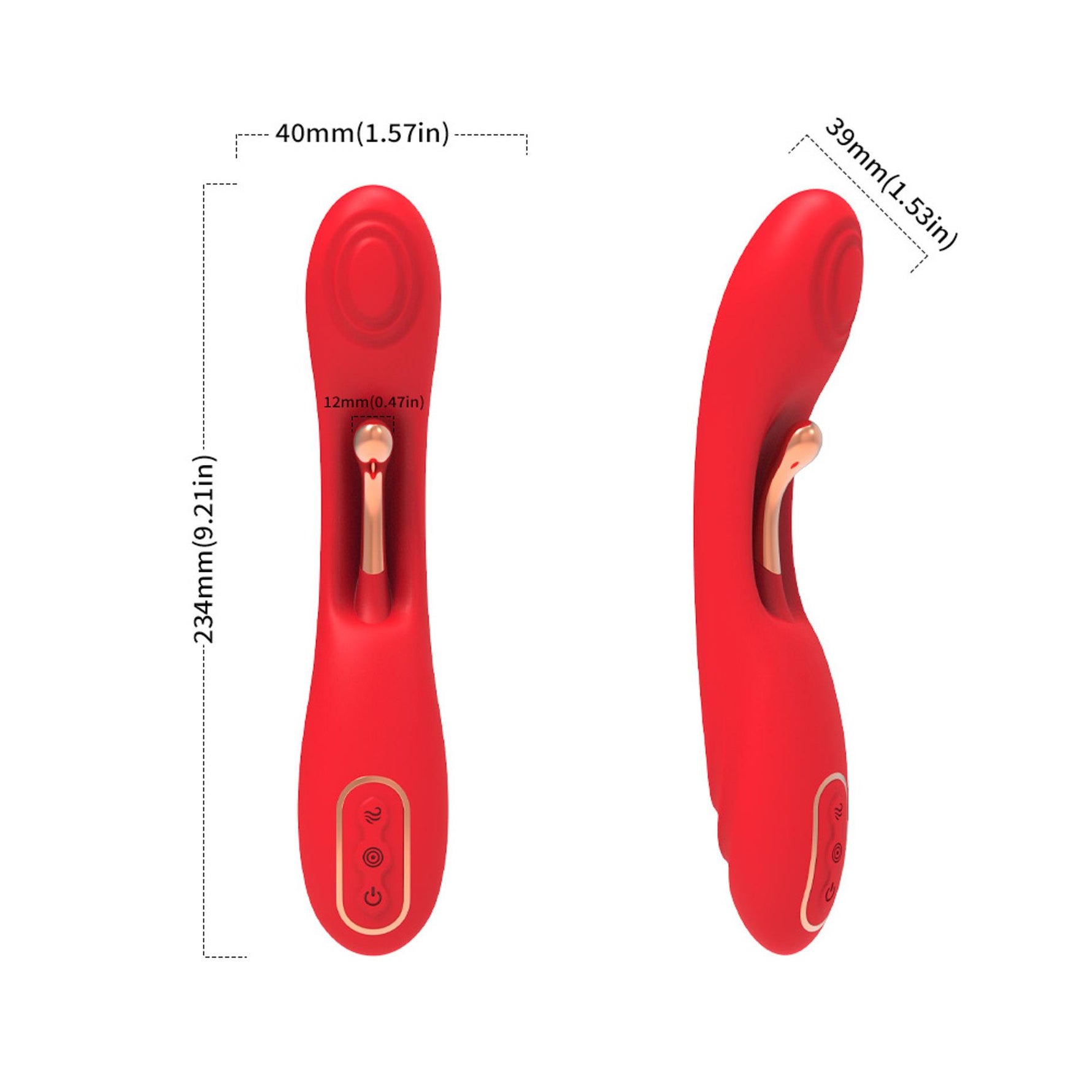Vibrator cu punct G dublu, seria B Joy USB, 22 cm, roșu