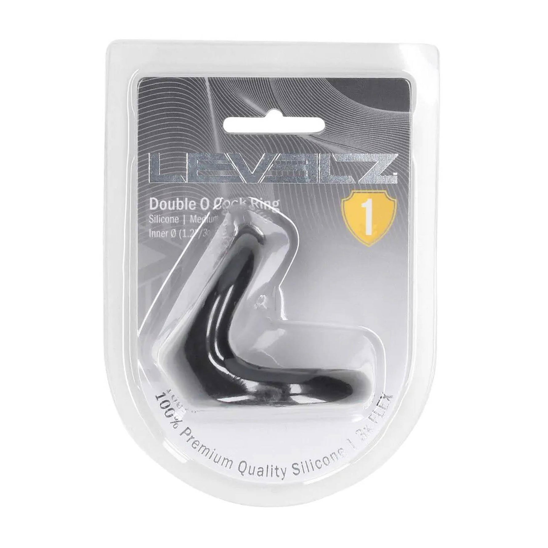 Inel dublu pentru penis Levelz din silicon, M, negru