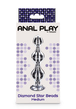 Mărgele anale Diamond Star Beads ToyJoy argintii, 11,7 cm