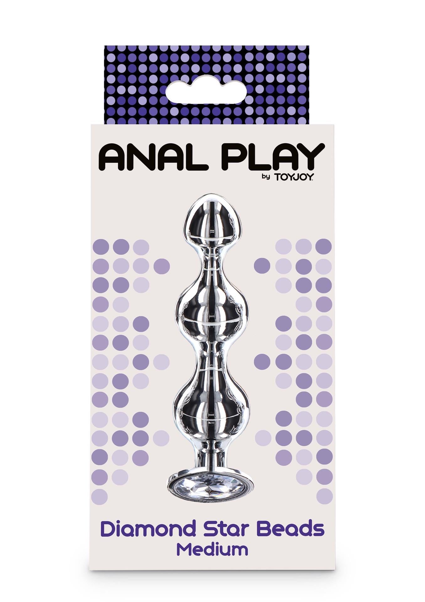Mărgele anale Diamond Star Beads ToyJoy argintii, 11,7 cm