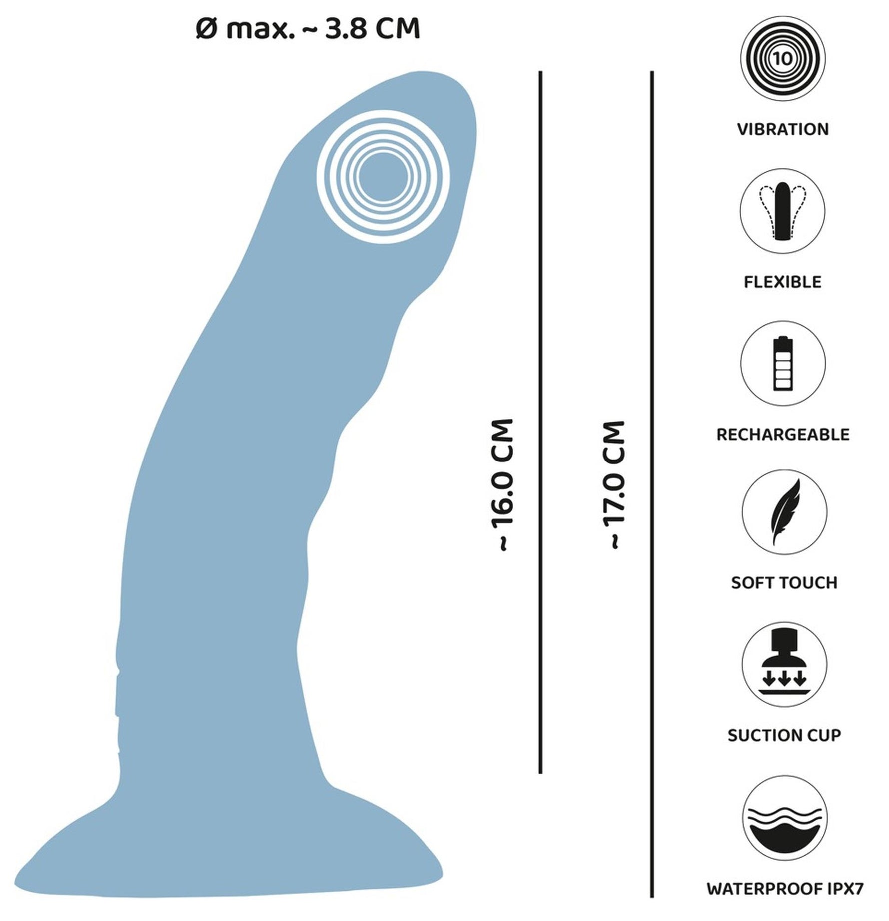 Vibrator Heart Guy pentru punctul G, silicon albastru, USB, You2Toys