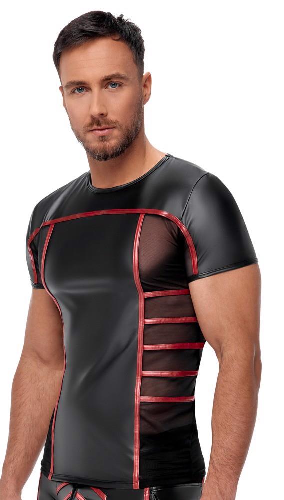 Tricou bărbătesc NEK negru cu dungi roșii, mărimea L
