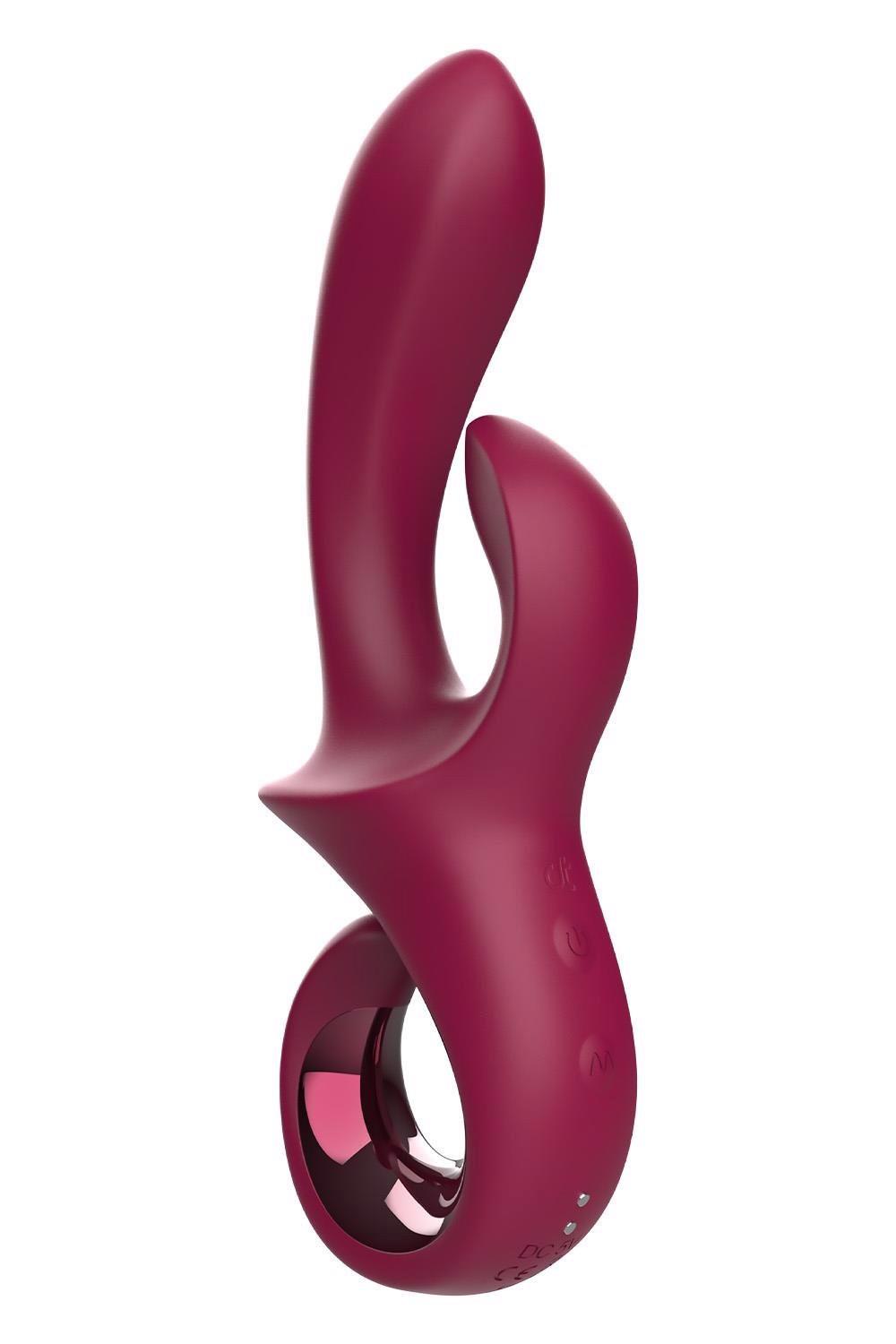 Vibrator USB din silicon Glam Duo Dreamtoys, formă de iepuraș, 22 cm
