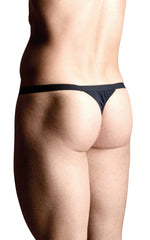 Tanga satinată SoftLine 4497 ​​cu fermoar, neagră, mărimea S/L