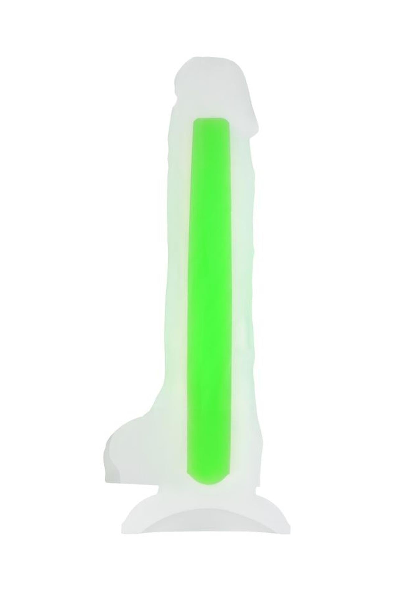 Dildo cu gel strălucitor Beyond by Toyfa Clark Glow verde 16,5 cm