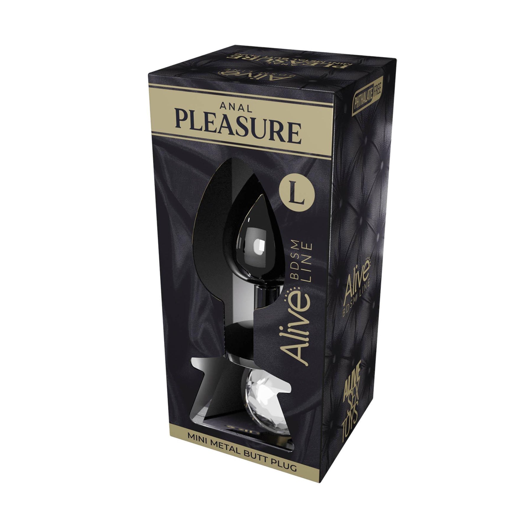 Plug anal metalic Alive L cu cristal alb 9 cm
