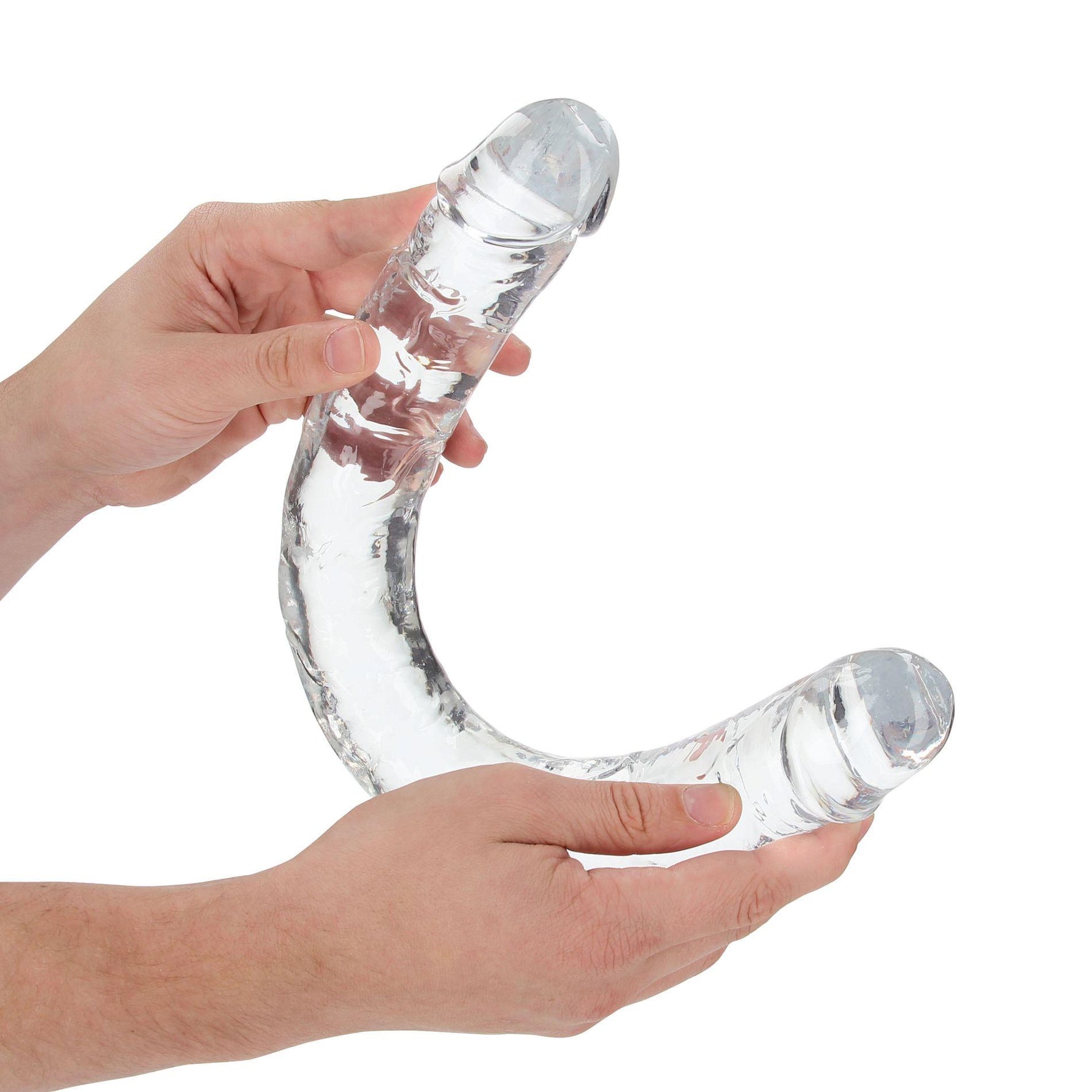 Dildo dublu RealRock realist transparent 45 cm