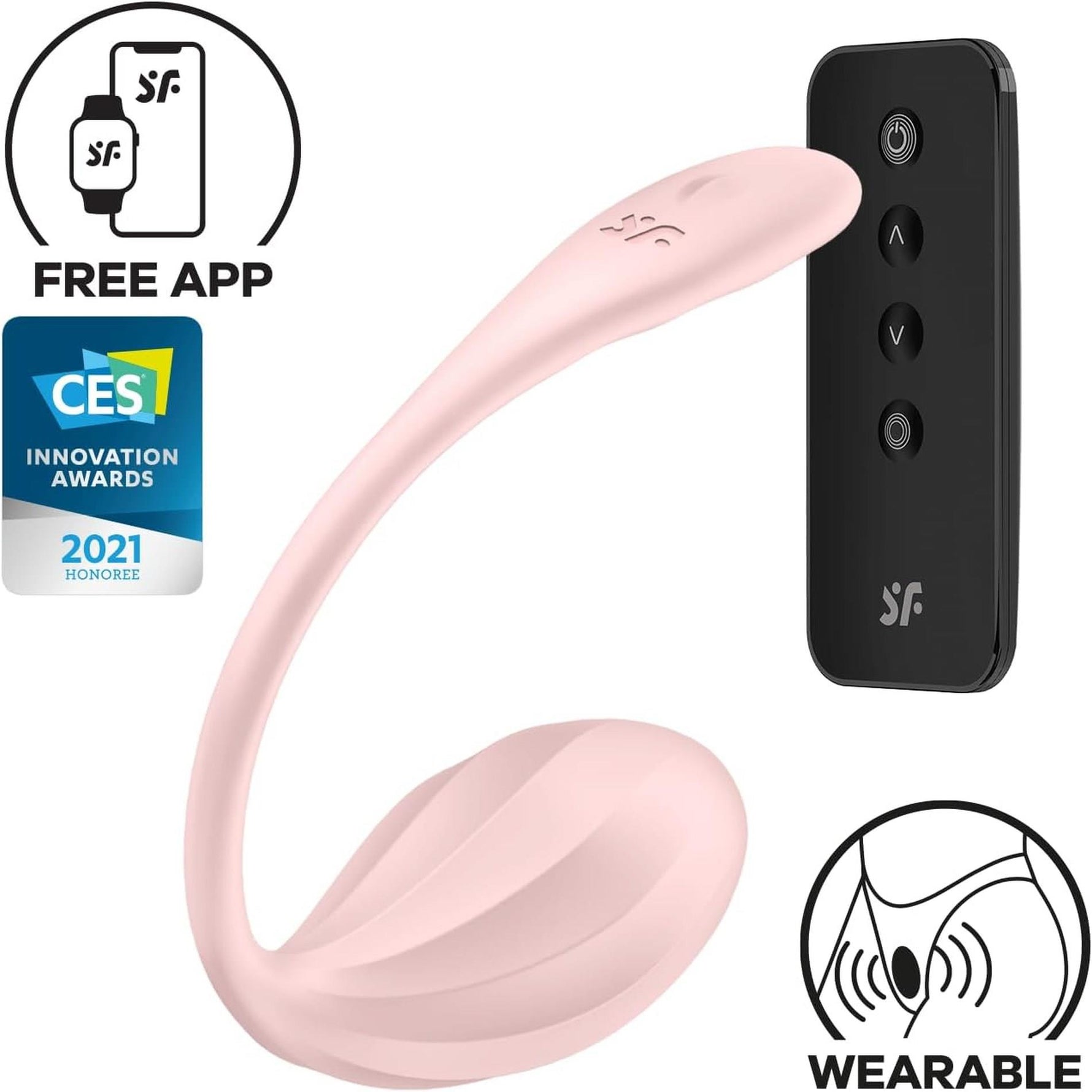 Ou vibrant Satisfyer Ribbed Petal, roz, USB, cu aplicație