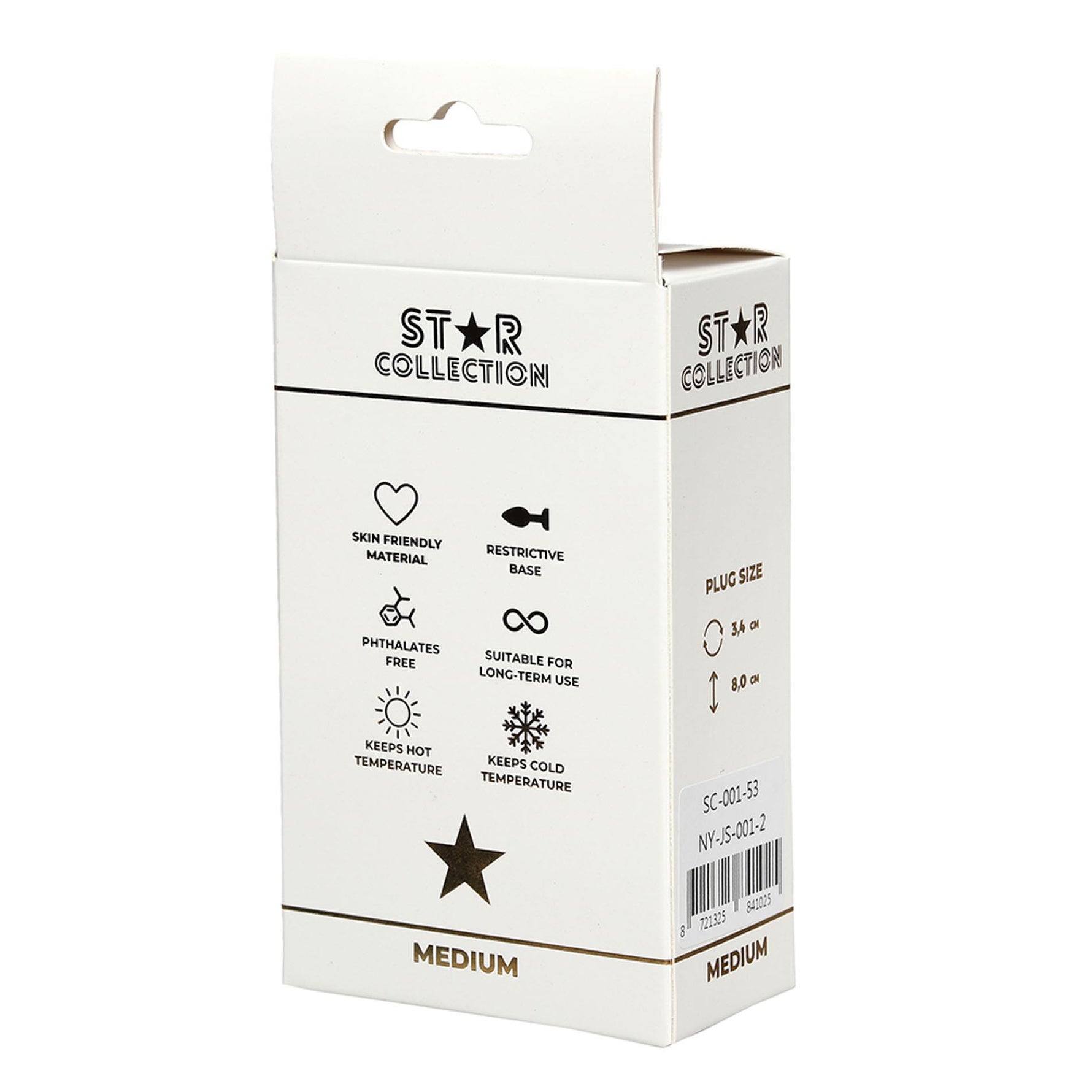 Dop anal metalic argintiu Star Collection M, albastru deschis