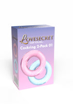 Inele pentru penis Lovesecret, set de 2, roz, albastru, 3,5 cm