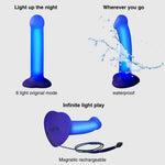 Dildo realist cu LED violet, Straponme, 18 cm, M