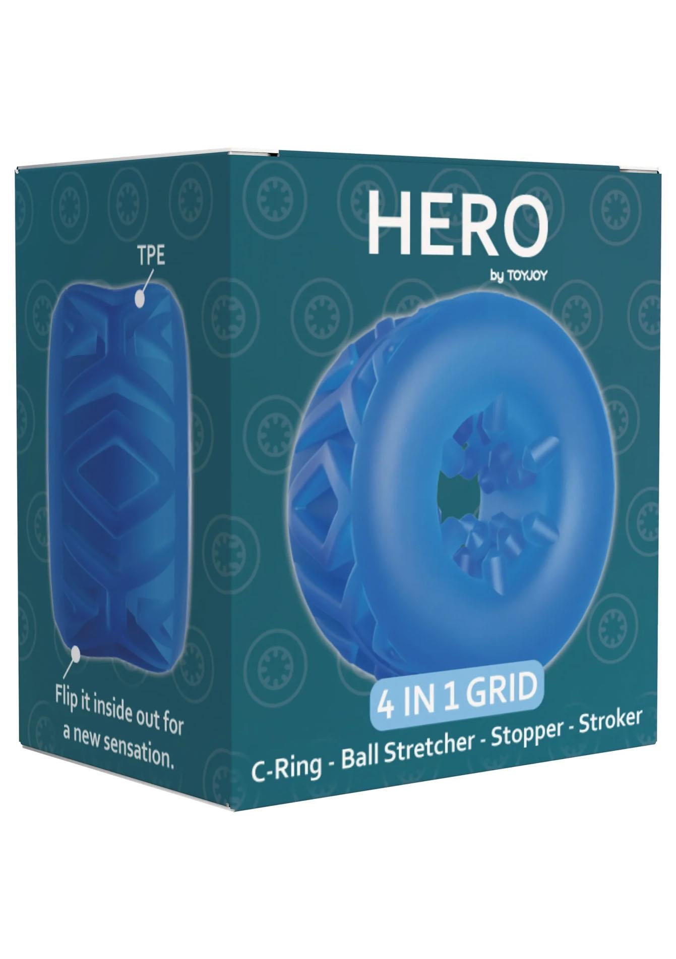 Inel pentru penis și testicule ToyJoy Hero 4 în 1