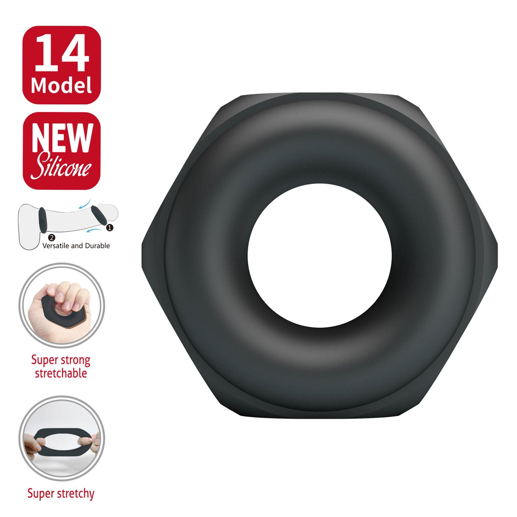Inel pentru penis Crazy Bull Jarvius din silicon negru super moale