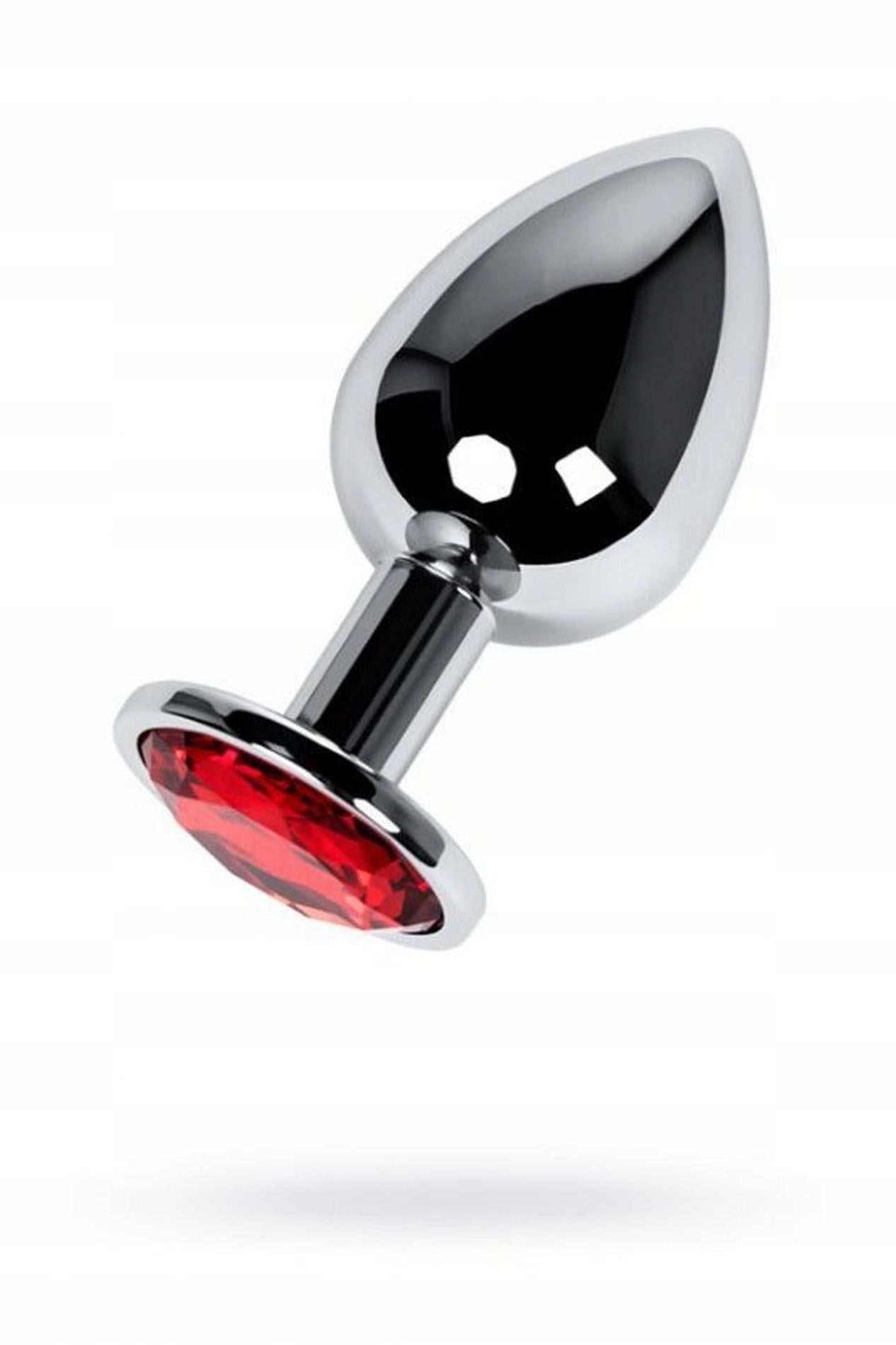 Plug anal TOYFA din metal argintiu cu cristal roșu