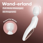 Aparat de masaj cu vibrații Satisfyer Wanderland, alb, auriu-roz, XXL, 30 cm, USB