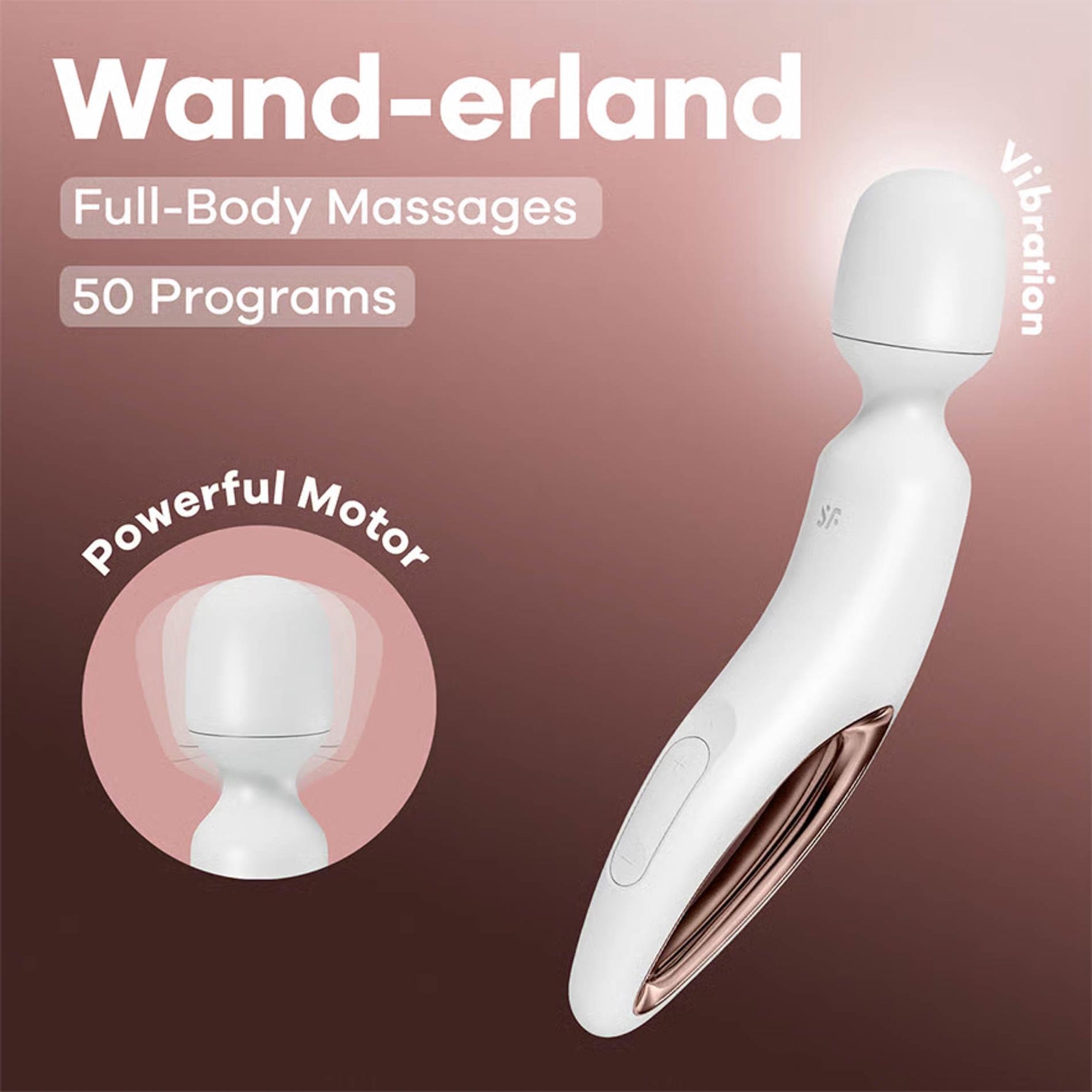 Aparat de masaj cu vibrații Satisfyer Wanderland, alb, auriu-roz, XXL, 30 cm, USB