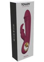 Vibrator Taygeta din silicon fuchsia cu model iepuraș USB 21 cm