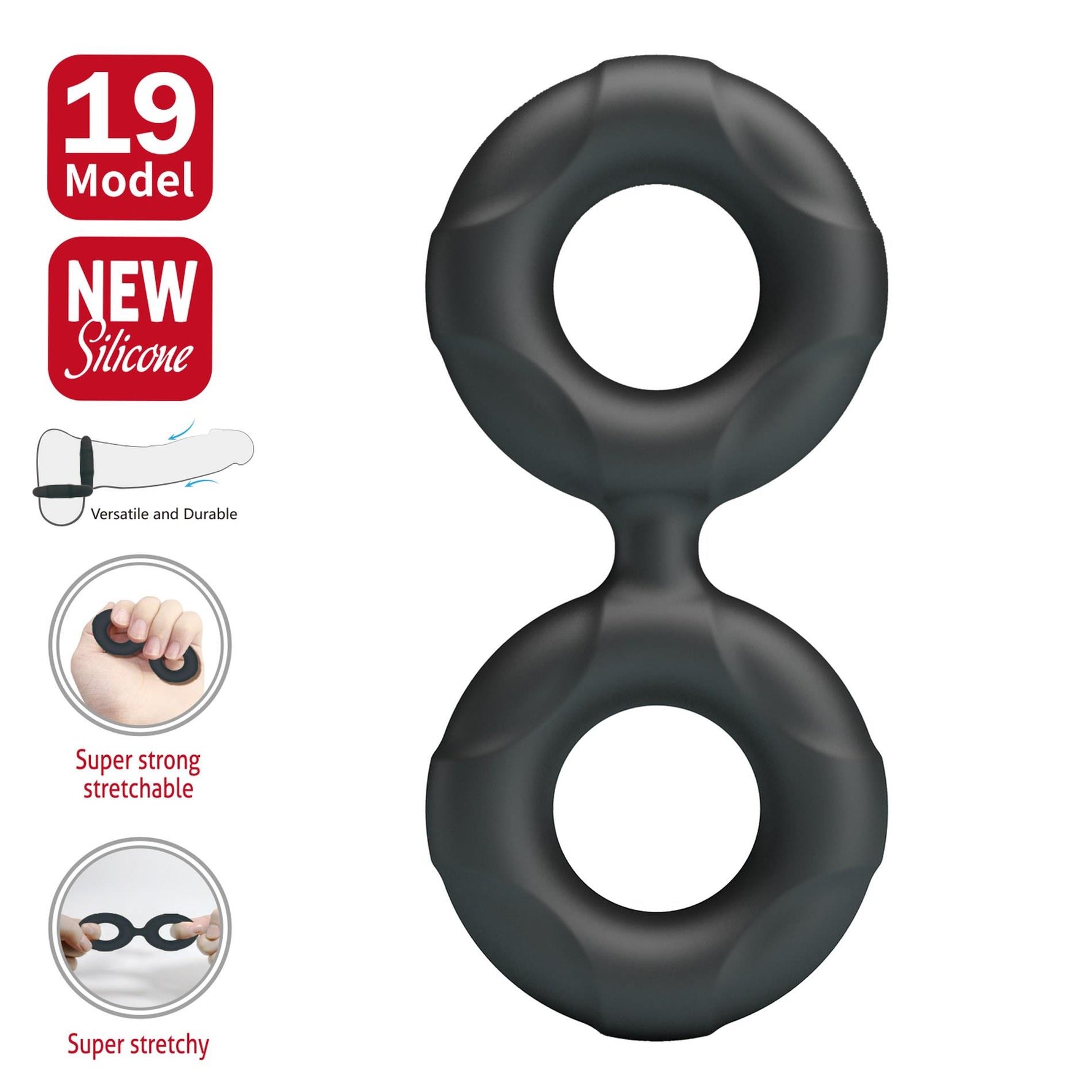 RADWAN Inel pentru penis Crazy Bull din silicon, impermeabil, 2,1 cm