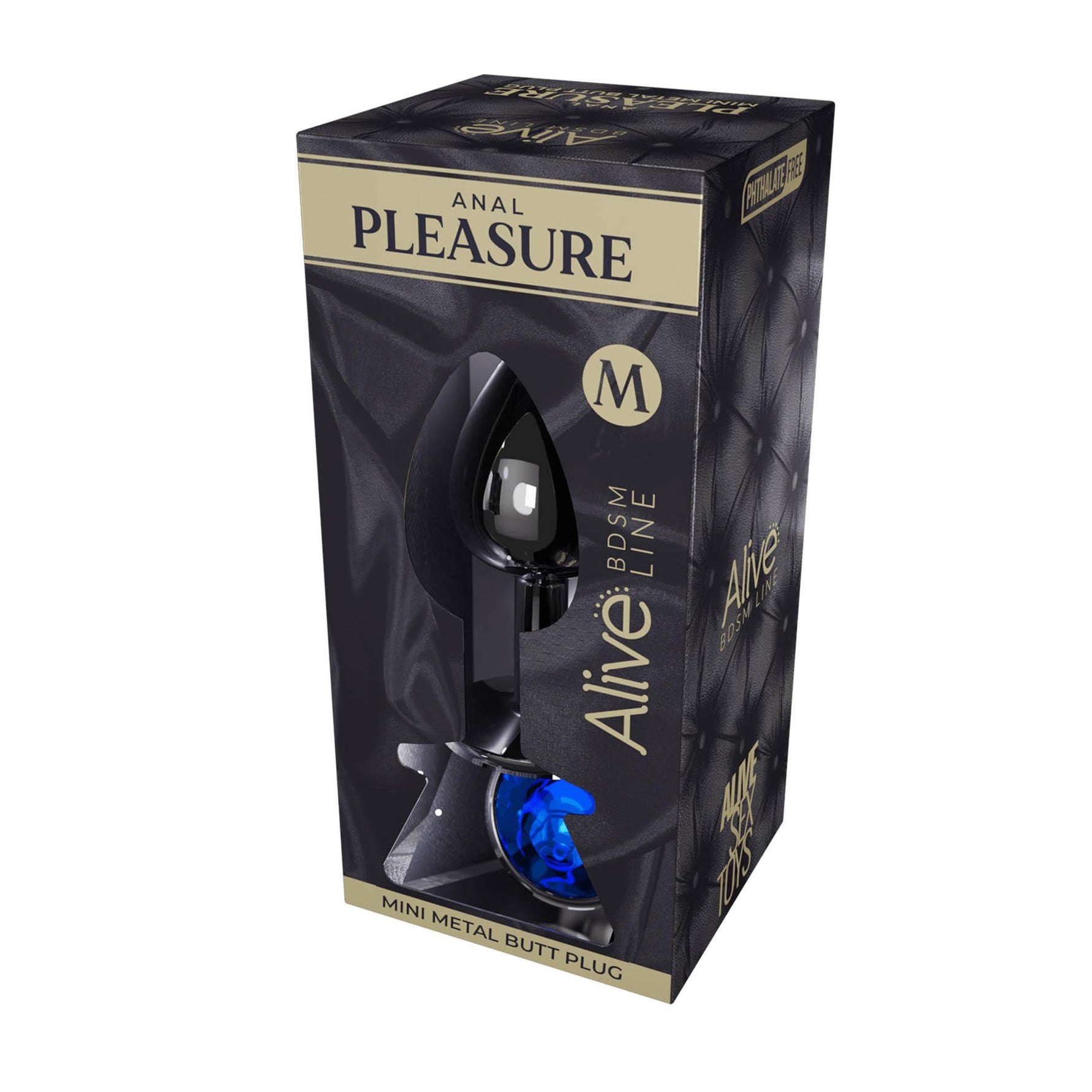 Plug anal metalic Alive M albastru 8 cm