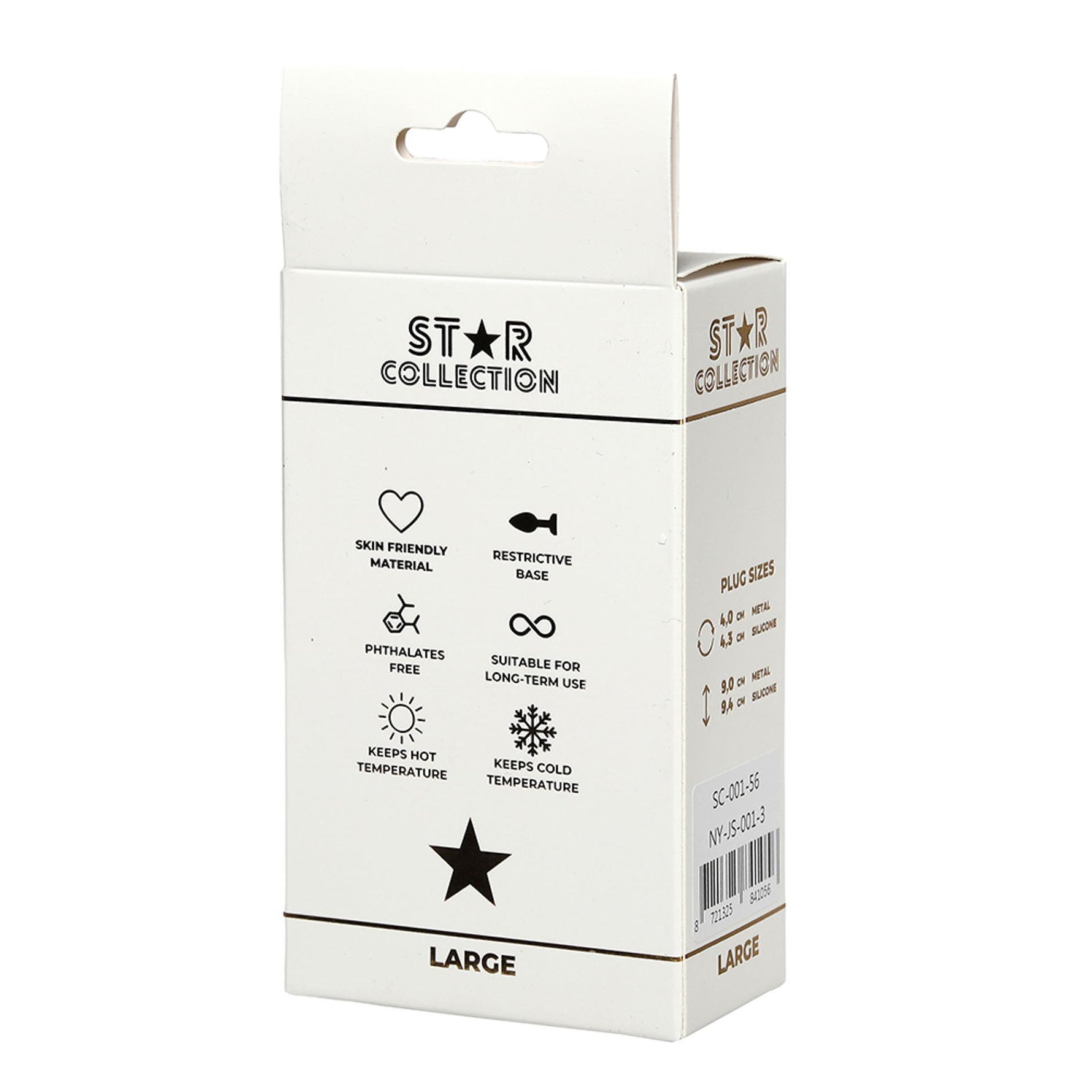 Dop anal metalic argintiu, mărime L, cu cristal - Colecția Star