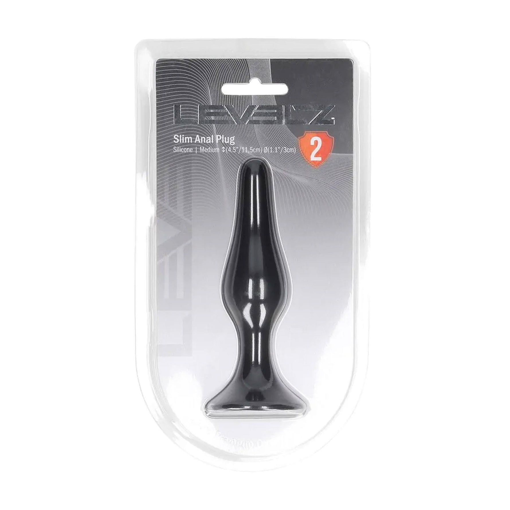 Dop anal Levelz Slim din silicon, M, negru, 11,5 cm