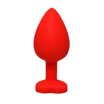 Plug anal din silicon roșu în formă de inimă, mare, cu cristale Fantasy, 9 cm