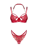 Set lenjerie intimă Matildea Obsessive roșu cu imprimeu deschis S/M