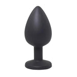 Dop anal din silicon Fantasy cu cristal alb, negru, mare, 9 cm