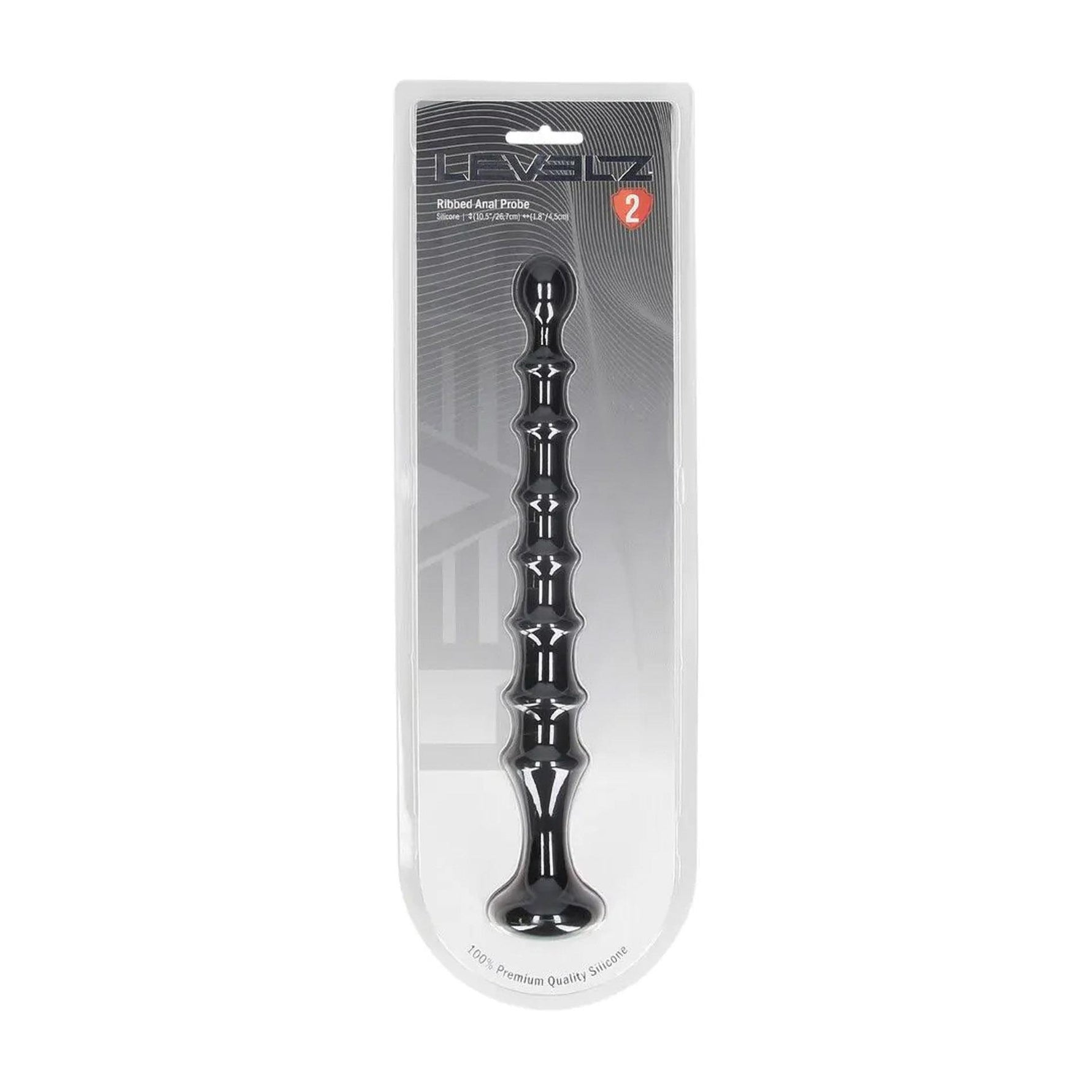 Sondă anală cu nervuri Levelz din silicon, neagră, 26,7 cm
