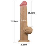 Dildo realist Lovetoy din silicon dublu strat cu mâner 32 cm