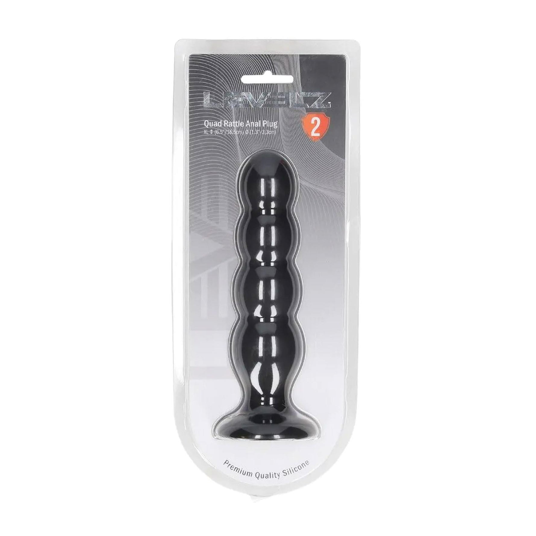 Dop anal cvadruplu din silicon Levelz XL cu zornăitoare, negru, 16,5 cm