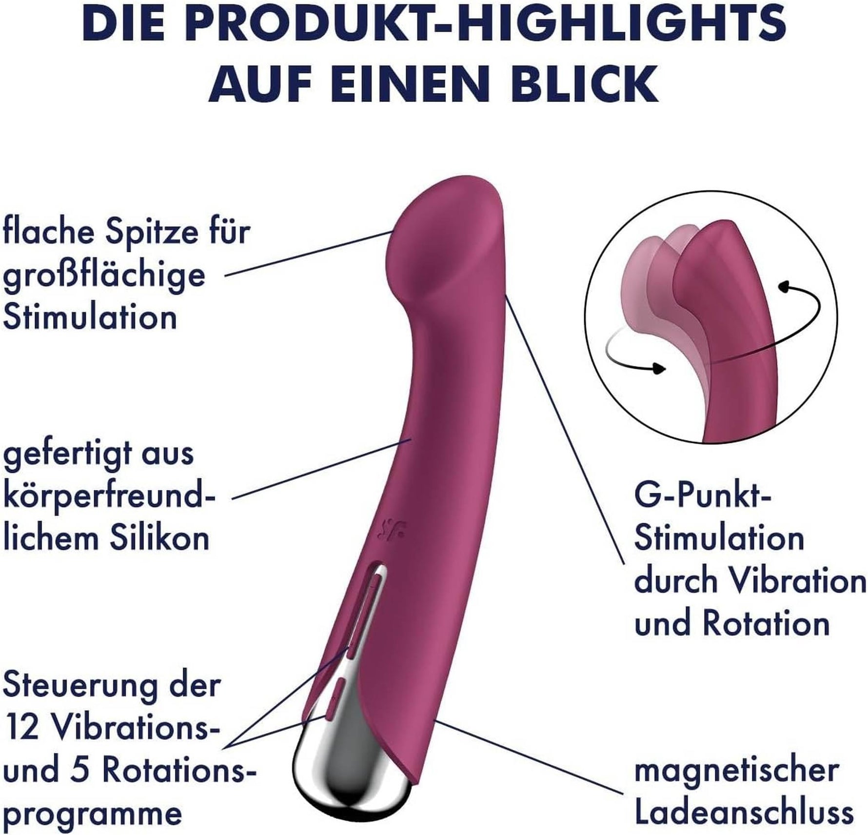 Vibrator rotativ pentru punctul G Satisfyer Spinning 1, roșu