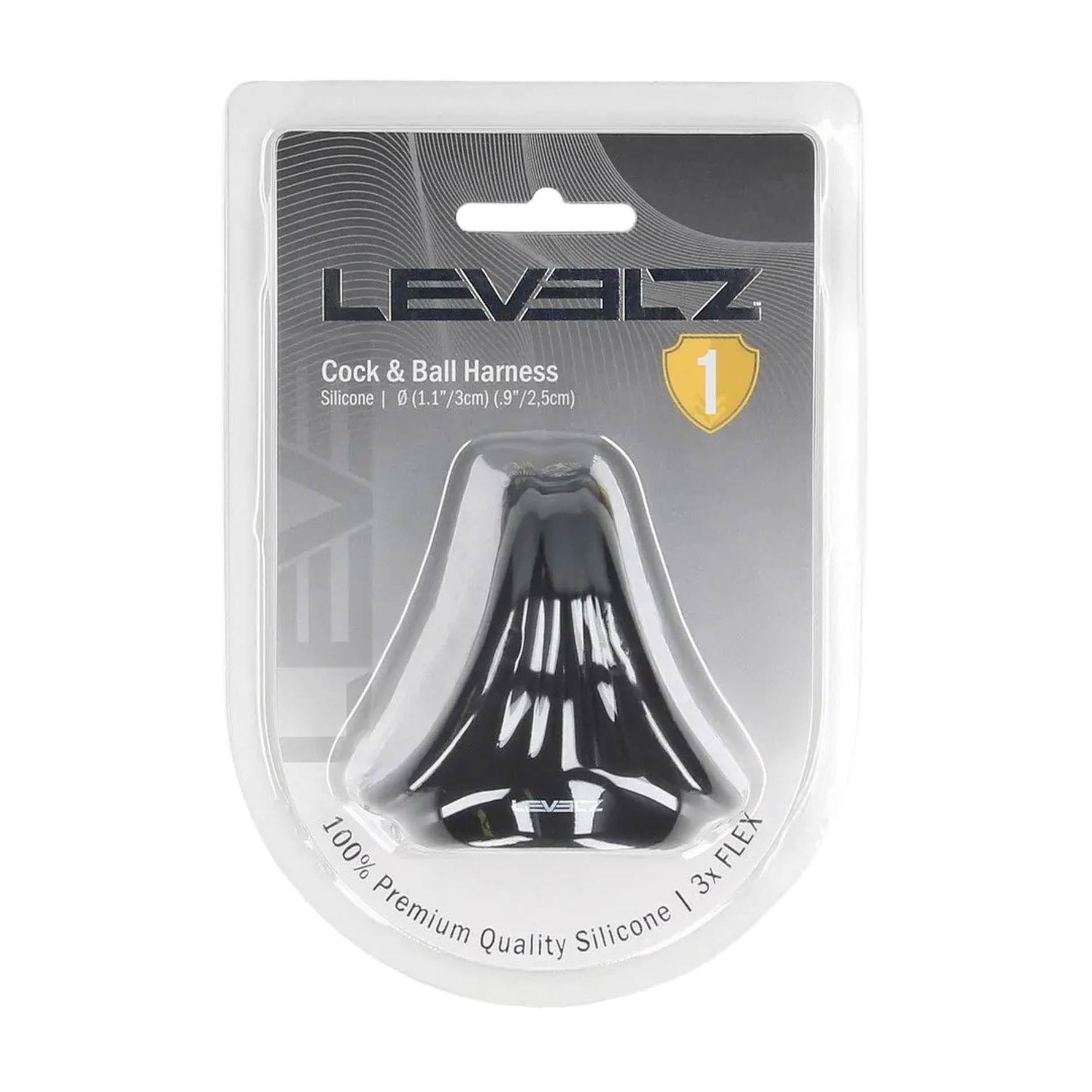 Inel din silicon Levelz pentru penis și testicule, negru, 5 cm
