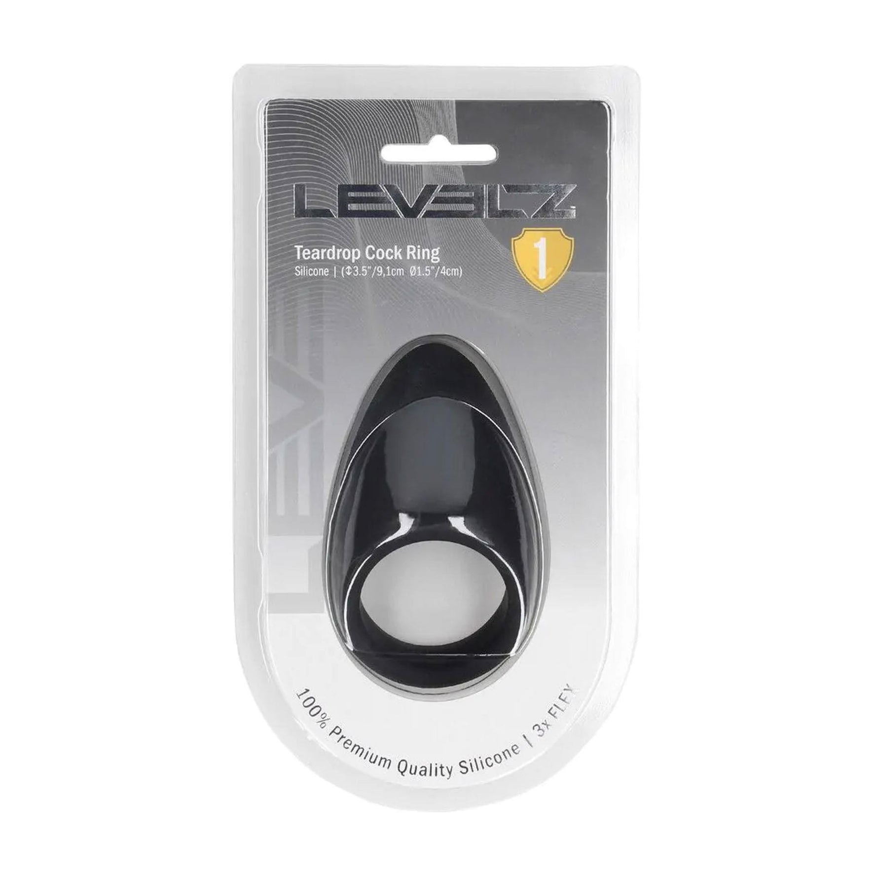 Inel de erecție Levelz din silicon tip lacrimă, negru, 9 cm