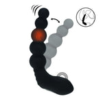 Stimulator de prostată vibrant, încălzit, flexibil, din silicon negru