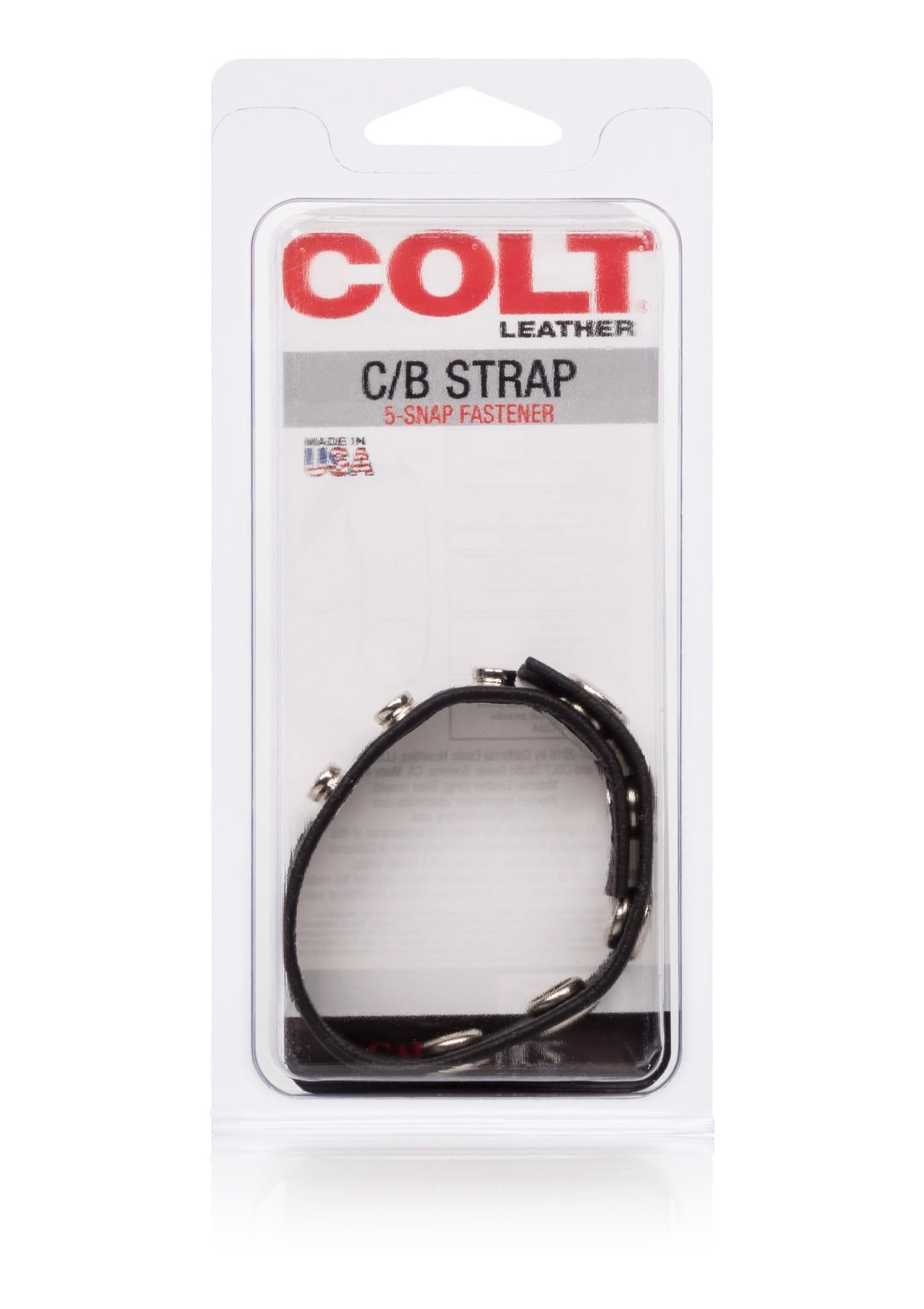 Inel de penis din piele COLT 5 snap negru 29 cm