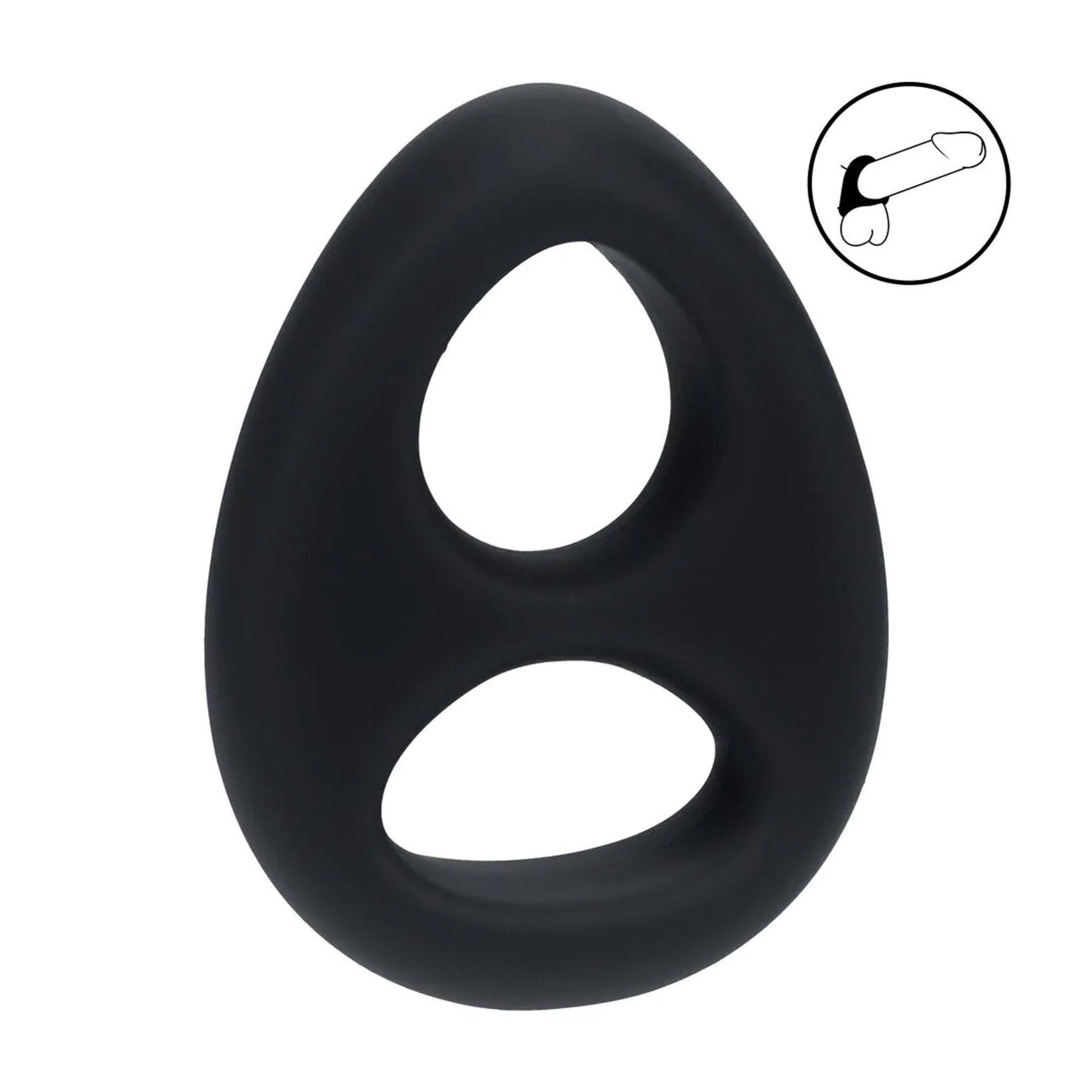 Inel dublu pentru penis Levelz din silicon, negru